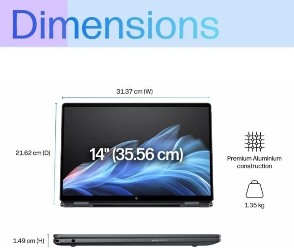 HP OmniBook Ultra Flip AI 14" Laptop: 3K OLED Touch Display, Intel® Core™ Ultra 9 Processor, 32GB RAM, 1TB SSD, Wi-Fi 7, Bluetooth® 5.4, 20.5-Hour Battery Life, Eclipse Gray, B2CP1PA - Image 4