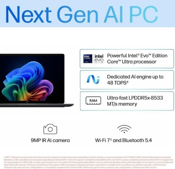HP OmniBook Ultra Flip AI 14" Laptop: 3K OLED Touch Display, Intel® Core™ Ultra 9 Processor, 32GB RAM, 1TB SSD, Wi-Fi 7, Bluetooth® 5.4, 20.5-Hour Battery Life, Eclipse Gray, B2CP1PA - Image 6