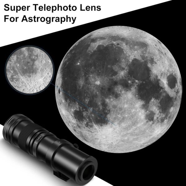 EF/EF-S 420-800mm F8.3 Telephoto Zoom Lens(MF) + T-Mount Adapter for Canon EOS Rebel T8i/T7i/T7/T6i/T5/T3i/T2i/XSi/SL3/SL2/T100/90D/80D/70D/50D/5D Mark IV/6D II/7D II/1D X III II-DSLR Cameras Lenses - Image 5