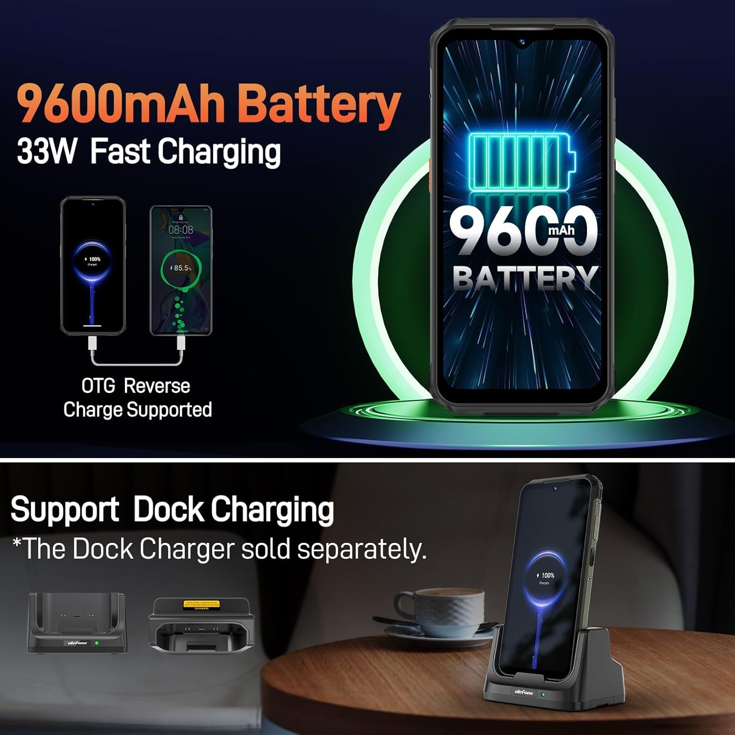 Ulefone Armor 21 16GB+256GB Rugged Smartphone, 122dB Loudest Speaker, MTK G99 Android 14 Unlocked Rugged Phone, 64MP Main Cam, 24MP Night Vision Cam, 6.58" FHD+ Screen, 9600mAh, IP68 Dual SIM 4G - Image 2