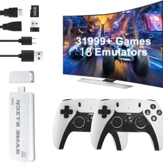 2025 Upgrade Retro Game Console Stick Pro, Classic Video Games with 4K HDMI, Built-in 18 Emulators, 30000+ Games - Plug & Play TV Video Gaming Stick with Upgrade Dual 2.4G Wireless Controllers(64GB)