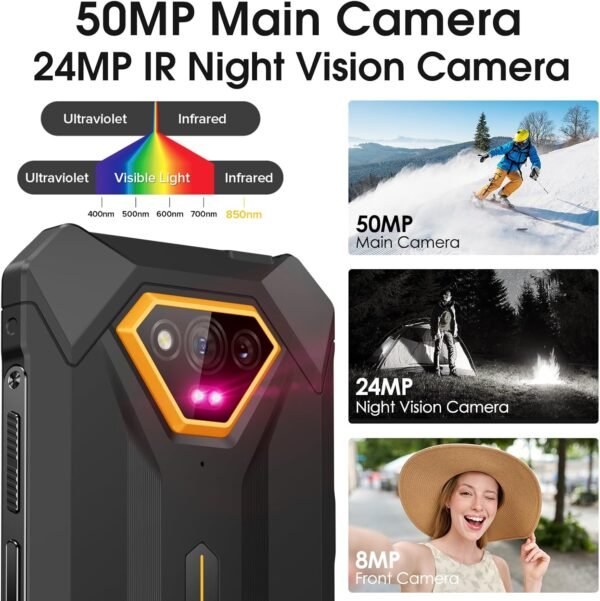Ulefone Armor X13 (12+64GB), 50MP Rear Camera, 24MP Night Vision Camera, Android 14 OS Rugged Smartphone, 6.52” Screen, 6320mAh, NFC, GPS, Package with Exclusive Armor Case- Black - Image 9