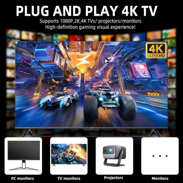 2025 Upgrade Retro Game Console Stick Pro, Classic Video Games with 4K HDMI, Built-in 18 Emulators, 30000+ Games - Plug & Play TV Video Gaming Stick with Upgrade Dual 2.4G Wireless Controllers(64GB) - Image 4