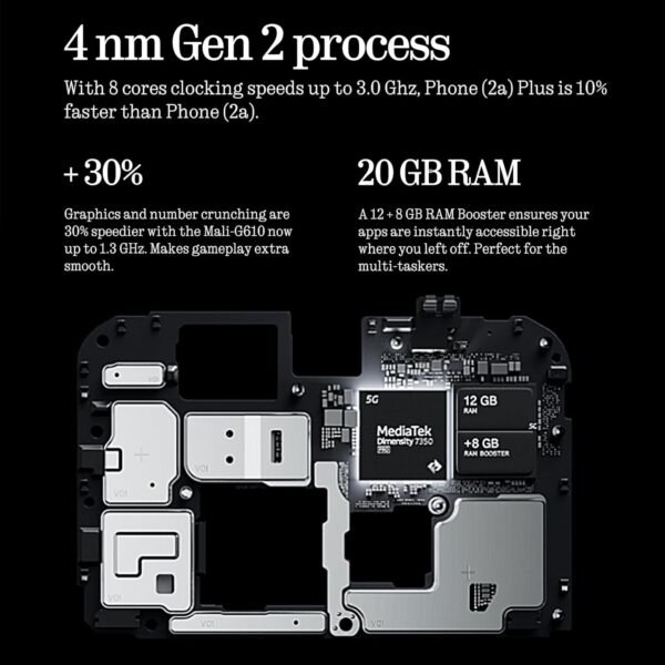 Nothing Phone (2a) Plus Smartphone, MTK 7350 Pro 50 MP Triple Camera, 6.7" 120 Hz AMOLED Display, 5000mAh 50W Fast Charge NFC 12 GB+256 GB Grey - Image 3