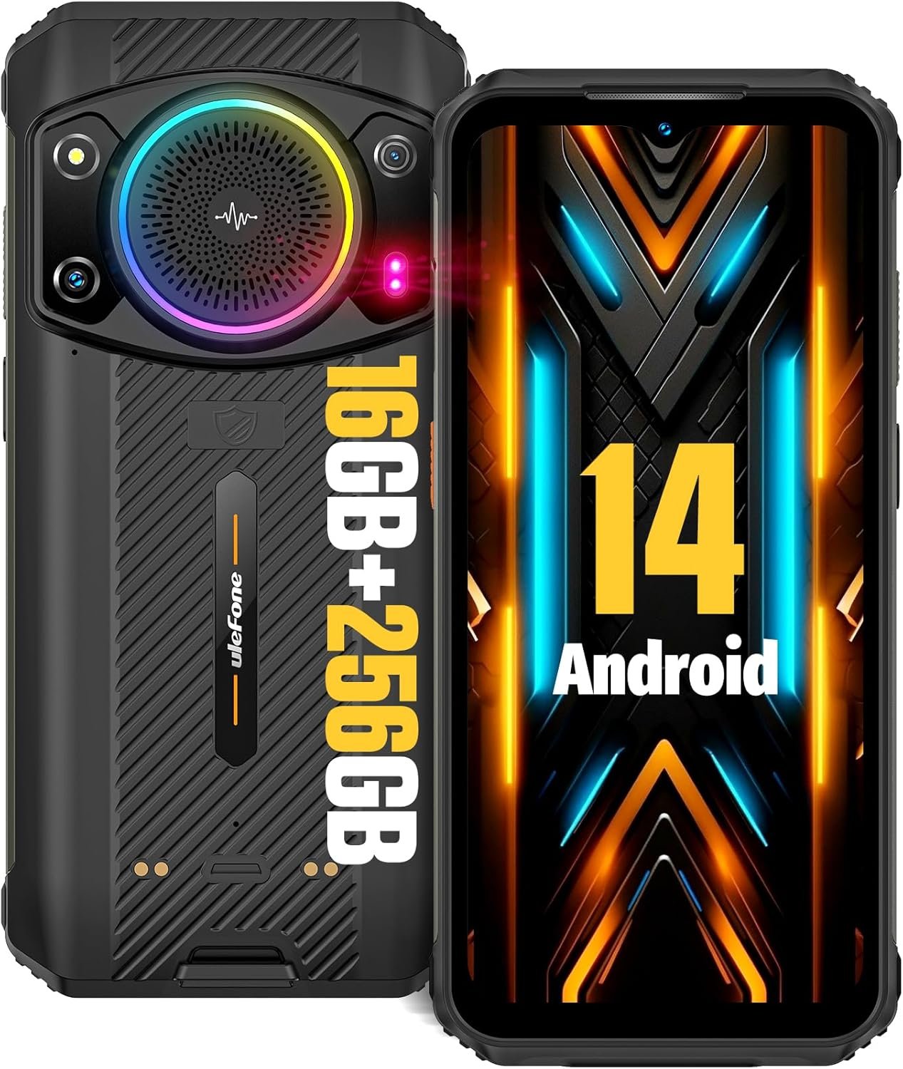 Ulefone Armor 21 16GB+256GB Rugged Smartphone, 122dB Loudest Speaker, MTK G99 Android 14 Unlocked Rugged Phone, 64MP Main Cam, 24MP Night Vision Cam, 6.58" FHD+ Screen, 9600mAh, IP68 Dual SIM 4G