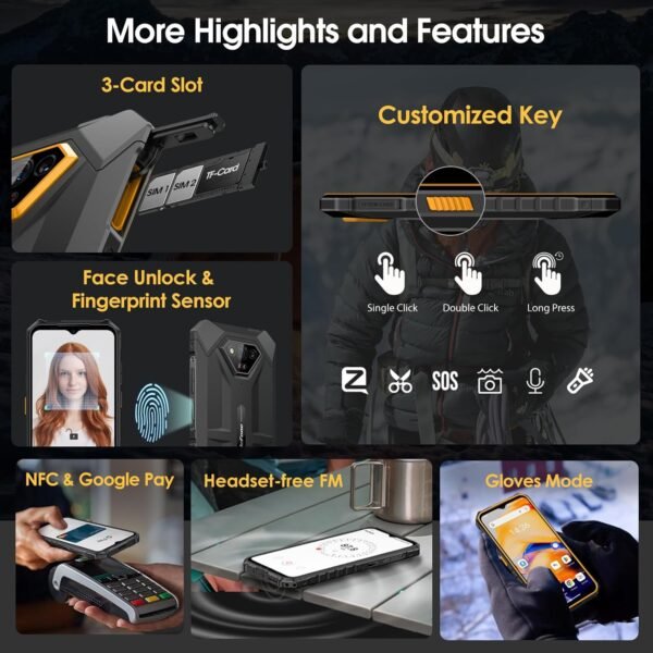 Ulefone Armor X13 (12+64GB), 50MP Rear Camera, 24MP Night Vision Camera, Android 14 OS Rugged Smartphone, 6.52” Screen, 6320mAh, NFC, GPS, Package with Exclusive Armor Case- Black - Image 7
