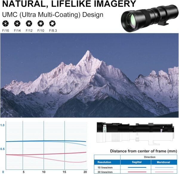 EF/EF-S 420-800mm F8.3 Telephoto Zoom Lens(MF) + T-Mount Adapter for Canon EOS Rebel T8i/T7i/T7/T6i/T5/T3i/T2i/XSi/SL3/SL2/T100/90D/80D/70D/50D/5D Mark IV/6D II/7D II/1D X III II-DSLR Cameras Lenses - Image 8