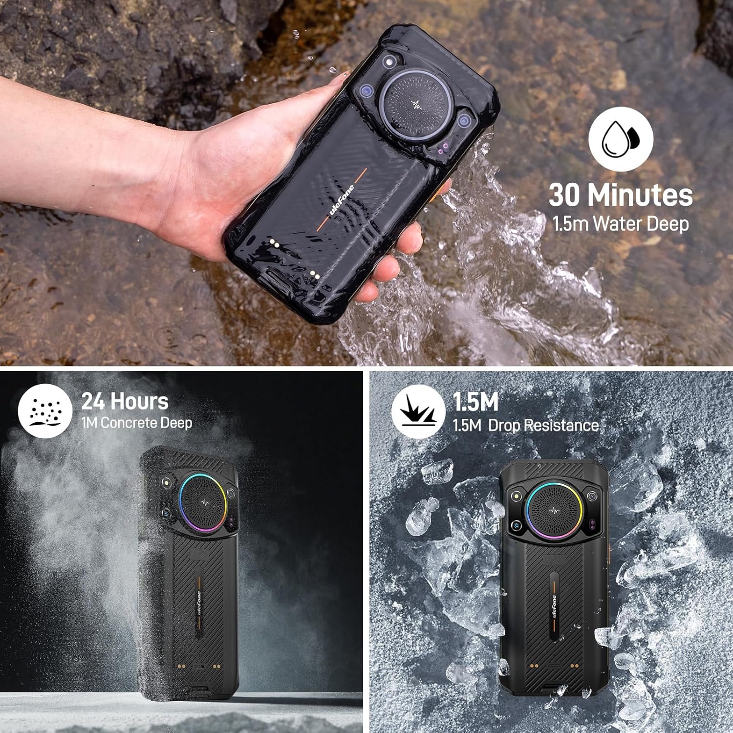 Ulefone Armor 21 16GB+256GB Rugged Smartphone, 122dB Loudest Speaker, MTK G99 Android 14 Unlocked Rugged Phone, 64MP Main Cam, 24MP Night Vision Cam, 6.58" FHD+ Screen, 9600mAh, IP68 Dual SIM 4G - Image 7