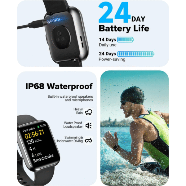 Smart Watch for Women Men, Smart Watch (Answer/Make Call),1.8" Full Touch Alexa Built-in Fitness Watch with Heart Rate/Blood Oxygen/Sleep/Stress Monitor, IP68 Waterproof Smartwatch for Android iOS - Image 2