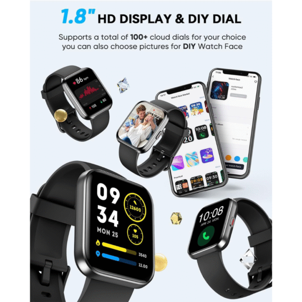 Smart Watch for Women Men, Smart Watch (Answer/Make Call),1.8" Full Touch Alexa Built-in Fitness Watch with Heart Rate/Blood Oxygen/Sleep/Stress Monitor, IP68 Waterproof Smartwatch for Android iOS - Image 3