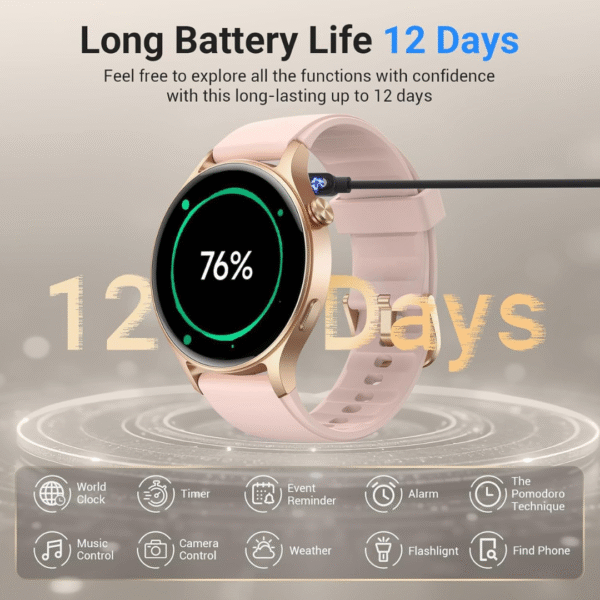 Smart Watch for Women,1.32" AMOLED Touchscreen Fitness Tracker, Make/Answer Calls, Activity Trackers with Heart Rate/Sleep/SpO2 Monitor,110+ Sport Modes Waterproof Fitness Watch - Image 6