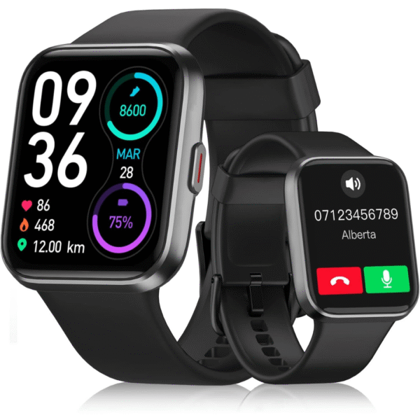 Smart Watch for Women Men, Smart Watch (Answer/Make Call),1.8" Full Touch Alexa Built-in Fitness Watch with Heart Rate/Blood Oxygen/Sleep/Stress Monitor, IP68 Waterproof Smartwatch for Android iOS