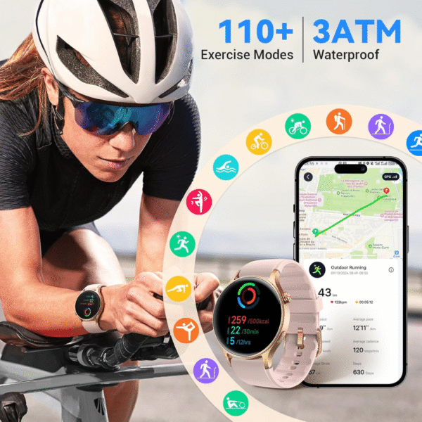 Smart Watch for Women,1.32" AMOLED Touchscreen Fitness Tracker, Make/Answer Calls, Activity Trackers with Heart Rate/Sleep/SpO2 Monitor,110+ Sport Modes Waterproof Fitness Watch - Image 3