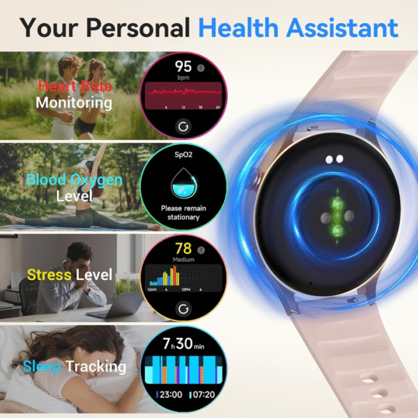 Smart Watch for Women,1.32" AMOLED Touchscreen Fitness Tracker, Make/Answer Calls, Activity Trackers with Heart Rate/Sleep/SpO2 Monitor,110+ Sport Modes Waterproof Fitness Watch - Image 2